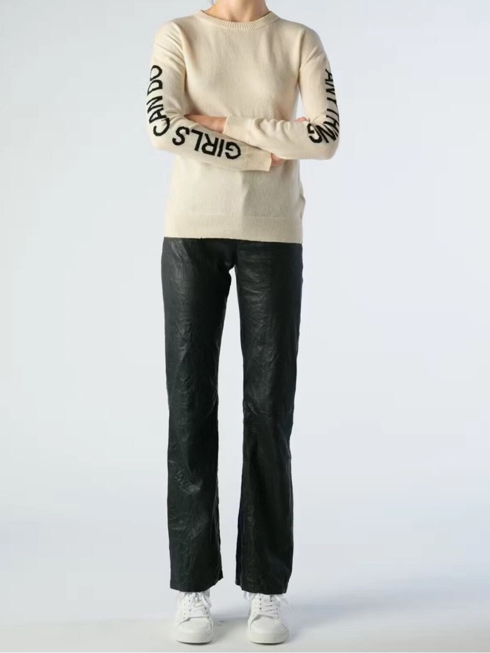 Zadig & Voltaire Gaby Girls Can Do Anything Cashmere/Wool Pullover Sweater M NWT